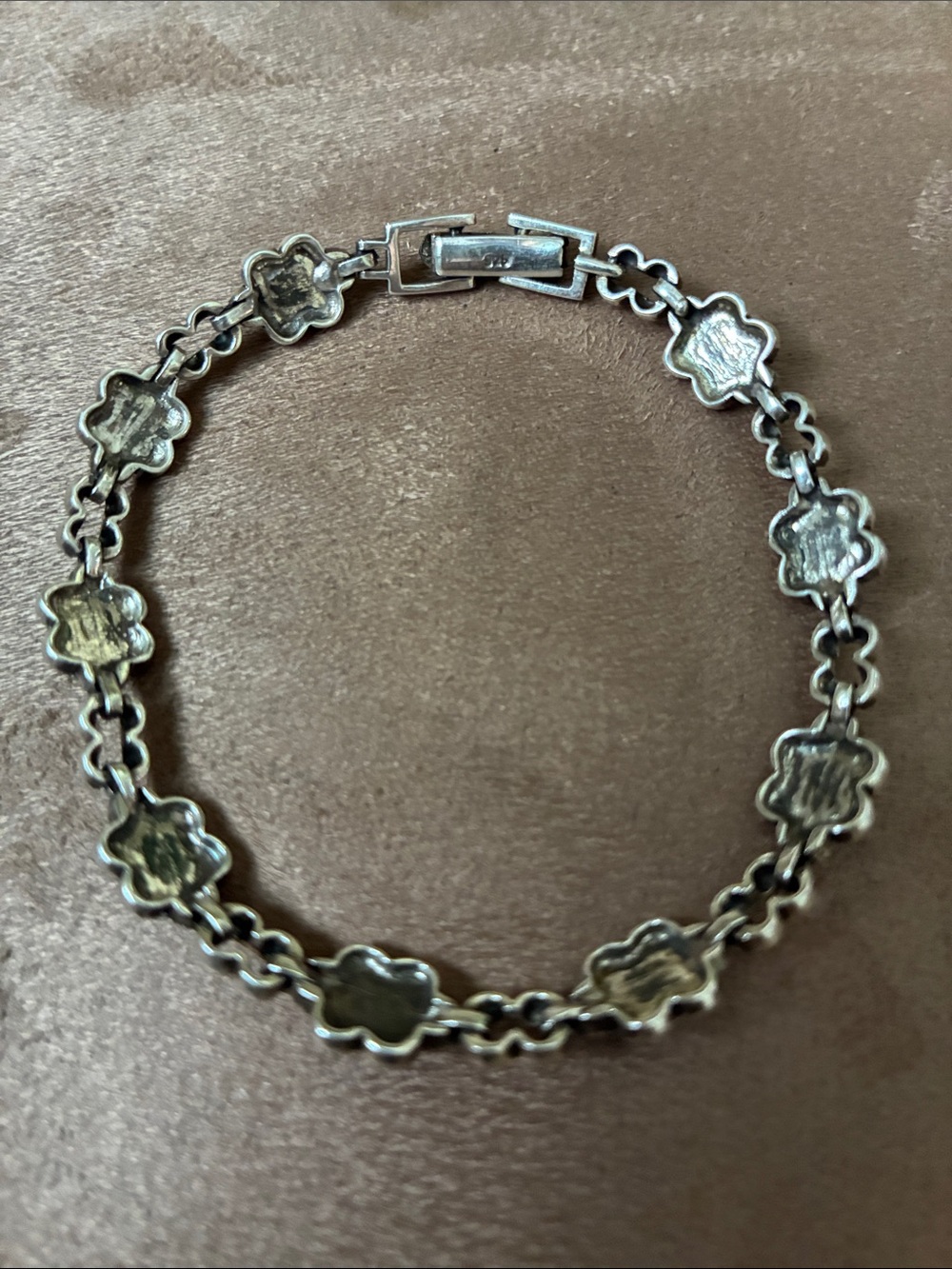 925 Antique Sterling Silver Bracelet with Blue Stone Accents - Picture 5 of 7